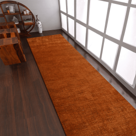Rugsotic Carpets Hand Knotted Loom Silk Mix Runner Area Rug (Color: orange, size: 2'8''x10')