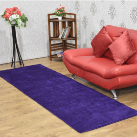 Rugsotic Carpets Hand Knotted Loom Silk Mix Runner Area Rug (Color: Purple, size: 2'6''x12')