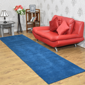 Rugsotic Carpets Hand Knotted Loom Silk Mix Runner Area Rug (Color: Blue, size: 2'8''x10')