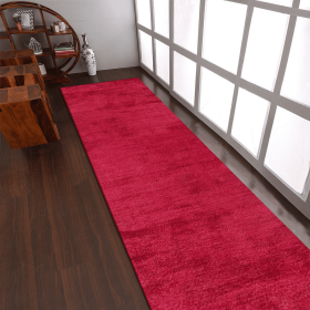 Rugsotic Carpets Hand Knotted Loom Silk Mix Runner Area Rug (Color: Dark Red, size: 2'8''x10')