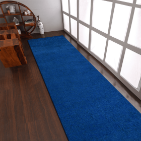 Rugsotic Carpets Hand Knotted Loom Silk Mix Runner Area Rug (Color: dark blue, size: 2'8''x12')