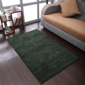 Rugsotic Carpets Hand Knotted Loom Silk Mix Area Rug Solid (Color: Dark Green, size: 5'x8')