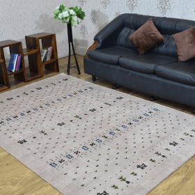 Rugsotic Carpets Hand Knotted Loom Silk Mix Area Rug Contemporary (Color: Beige1, size: 6'x9')