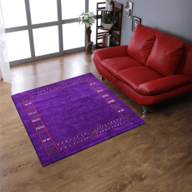 Rugsotic Carpets Hand Knotted Loom Silk Mix Square Area Rug Contemporary (Color: Purple1, size: 8'x8')