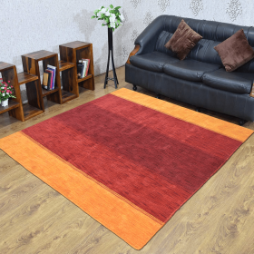 Rugsotic Carpets Hand Knotted Loom Wool Square Area Rug Contemporary (Color: Orange Red, size: 10'x10')