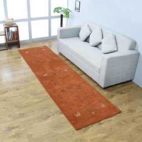 Rugsotic Carpets Hand Knotted Loom Wool Runner Area Rug Contemporary (Color: orange, size: 2'6''x10')