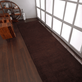 Rugsotic Carpets Hand Knotted Loom Wool Runner Area Rug Solid (Color: Brown, size: 2'6''x12')