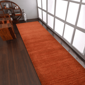 Rugsotic Carpets Hand Knotted Loom Wool Runner Area Rug Solid (Color: Light Red, size: 2'8''x10')