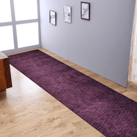 Rugsotic Carpets Hand Knotted Loom Wool Runner Area Rug Solid (Color: Purple, size: 2'8''x10')