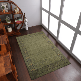 Rugsotic Carpets Hand Knotted Loom Wool Area Rug Contemporary (Color: green, size: 5'x8')