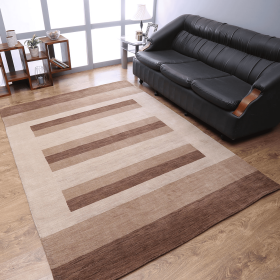 Rugsotic Carpets Hand Knotted Loom Wool Area Rug Contemporary (Color: Brown Light Beige, size: 6'7''x9'10'')