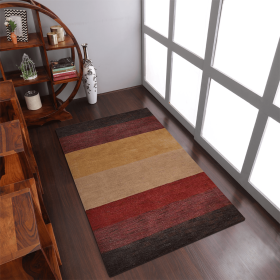 Rugsotic Carpets Hand Knotted Loom Wool Area Rug Contemporary (Color: Brown Red, size: 6'x9')