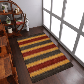 Rugsotic Carpets Hand Knotted Loom Wool Area Rug Contemporary (Color: Charcoal Gold, size: 6'x9')
