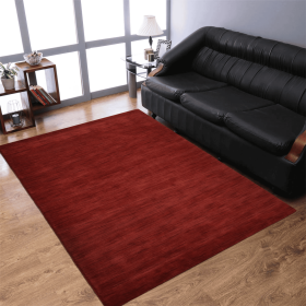 Rugsotic Carpets Hand Knotted Loom Wool Area Rug Solid (Color: Dark Red1, size: 8'x10')