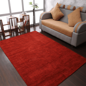 Rugsotic Carpets Hand Knotted Loom Wool Area Rug Solid (Color: Red, size: 8'x10')