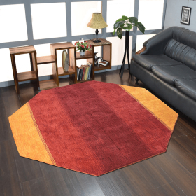 Rugsotic Carpets Hand Knotted Loom Wool Octagon Area Rug Contemporary (Color: Orange Red, size: 8'x8')
