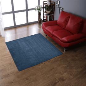 Rugsotic Carpets Hand Knotted Loom Wool Square Area Rug Solid (Color: Blue, size: 8'x8')