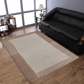 Rugsotic Carpets Hand Knotted Tibbati Wool Area Rug Contemporary (Color: Beige, size: 2'3''x4'6'')
