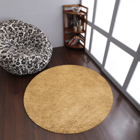 Rugsotic Carpets Hand Tufted Shag Polyester Round Area Rug Solid (Color: Ivory, size: 10'x10')