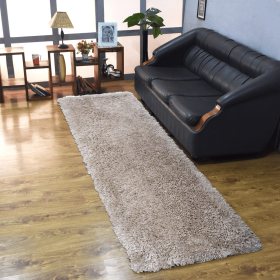 Rugsotic Carpets Hand Tufted Shag Polyester Runner Area Rug Solid (Color: Ivory, size: 2'6''x10')