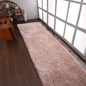 Rugsotic Carpets Hand Tufted Shag Polyester Runner Area Rug Solid (Color: Beige, size: 2'6''x6')