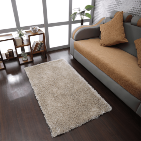 Rugsotic Carpets Hand Tufted Shag Polyester Area Rug Solid (Color: Ivory, size: 2'8''x4'11'')