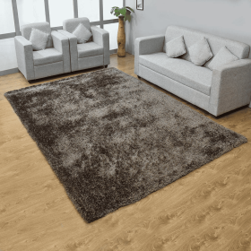 Rugsotic Carpets Hand Tufted Shag Polyester Area Rug Solid (Color: Dark Brown Beige, size: 3'11''x5'7'')