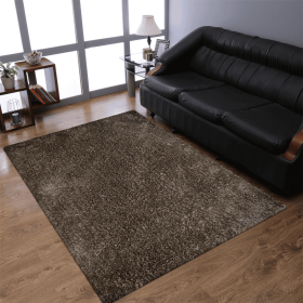 Rugsotic Carpets Hand Tufted Shag Polyester Area Rug Solid (Color: Light Brown Beige, size: 3'11''x5'7'')