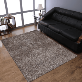 Rugsotic Carpets Hand Tufted Shag Polyester Area Rug Solid (Color: Silver White, size: 3'11''x5'7'')
