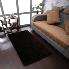 Rugsotic Carpets Hand Tufted Shag Polyester Area Rug Solid (Color: Brown, size: 4'x6')