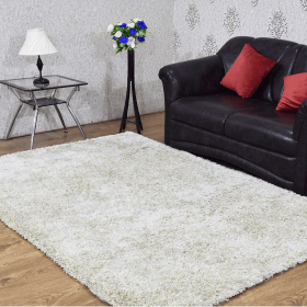 Rugsotic Carpets Hand Tufted Shag Polyester Area Rug Solid (Color: White, size: 4'x6')