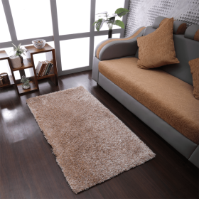Rugsotic Carpets Hand Tufted Shag Polyester Area Rug Solid (Color: Beige, size: 5'x8')