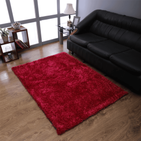 Rugsotic Carpets Hand Tufted Shag Polyester Area Rug Solid (Color: Red1, size: 5'x8')