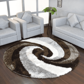 Rugsotic Carpets Hand Tufted Shag Polyester Round Area Rug Contemporary (Color: Multicolor1, size: 6'x6')