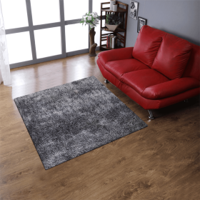 Rugsotic Carpets Hand Tufted Shag Polyester Square Area Rug Solid (Color: Gray White, size: 6'x6')