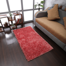 Rugsotic Carpets Hand Tufted Shag Polyester Area Rug Solid (Color: Red White, size: 6'x9')