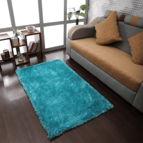 Rugsotic Carpets Hand Tufted Shag Polyester Area Rug Solid (Color: Turquoise, size: 6'x9')