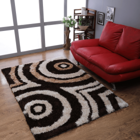 Rugsotic Carpets Hand Tufted Shag Polyester Area Rug Geometric (Color: Beige Brown1, size: 8'x10')