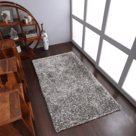 Rugsotic Carpets Hand Tufted Shag Polyester Area Rug Solid (Color: Gray White, size: 8'x10')