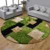 Rugsotic Carpets Hand Tufted Shag Polyester Round Area Rug Geometric