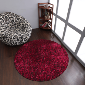 Rugsotic Carpets Hand Tufted Shag Polyester Round Area Rug Solid (Color: Violet Black, size: 8'x8')