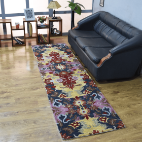 Rugsotic Carpets Hand Tufted Wool Runner Area Rug Floral (Color: Multicolor1, size: 2'6''x10')