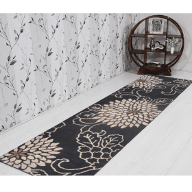 Rugsotic Carpets Hand Tufted Wool Runner Area Rug Oriental (Color: Black, size: 2'6''x12')