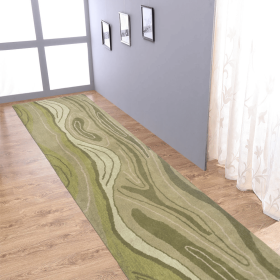 Rugsotic Carpets Hand Tufted Wool Runner Area Rug Abstract (Color: green, size: 2'6"x8')