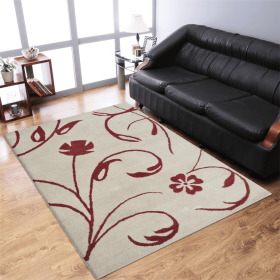 Rugsotic Carpets Hand Tufted Wool Area Rug Floral (Color: Beige Red, size: 3'x5')