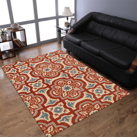 Rugsotic Carpets Hand Tufted Wool Area Rug Floral (Color: Red Beige, size: 3'x5')