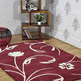 Rugsotic Carpets Hand Tufted Wool Area Rug Floral (Color: Red Beige2, size: 3'x5')