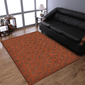 Rugsotic Carpets Hand Tufted Wool Area Rug Geometric (Color: Brown Orange, size: 3'x5')