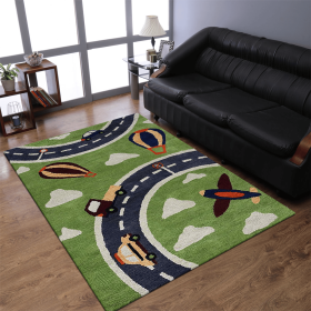 Rugsotic Carpets Hand Tufted Wool Area Rug Kids (Color: green, size: 3'x5')