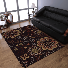 Rugsotic Carpets Hand Tufted Wool Area Rug Floral (Color: Brown1, size: 4'x6')